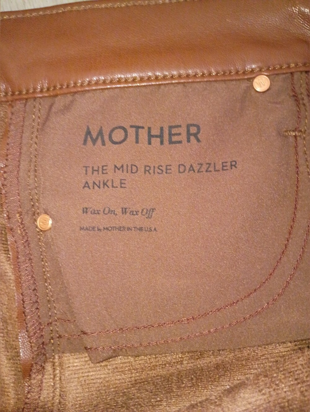 MOTHER The Mid Rise Dazzler Ankle Pants in Cognac Brown - Picture 3 of 6
